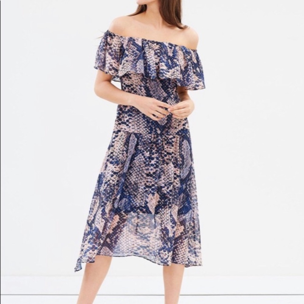 Cooper st. Boa snakeskin print ruffle dress